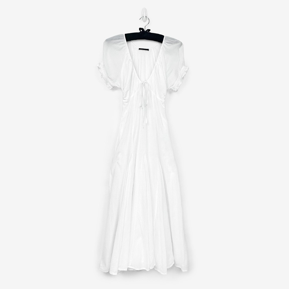 Zara Godet Midi Dress Size S White Cotton European Summer Resort Chic Romantic